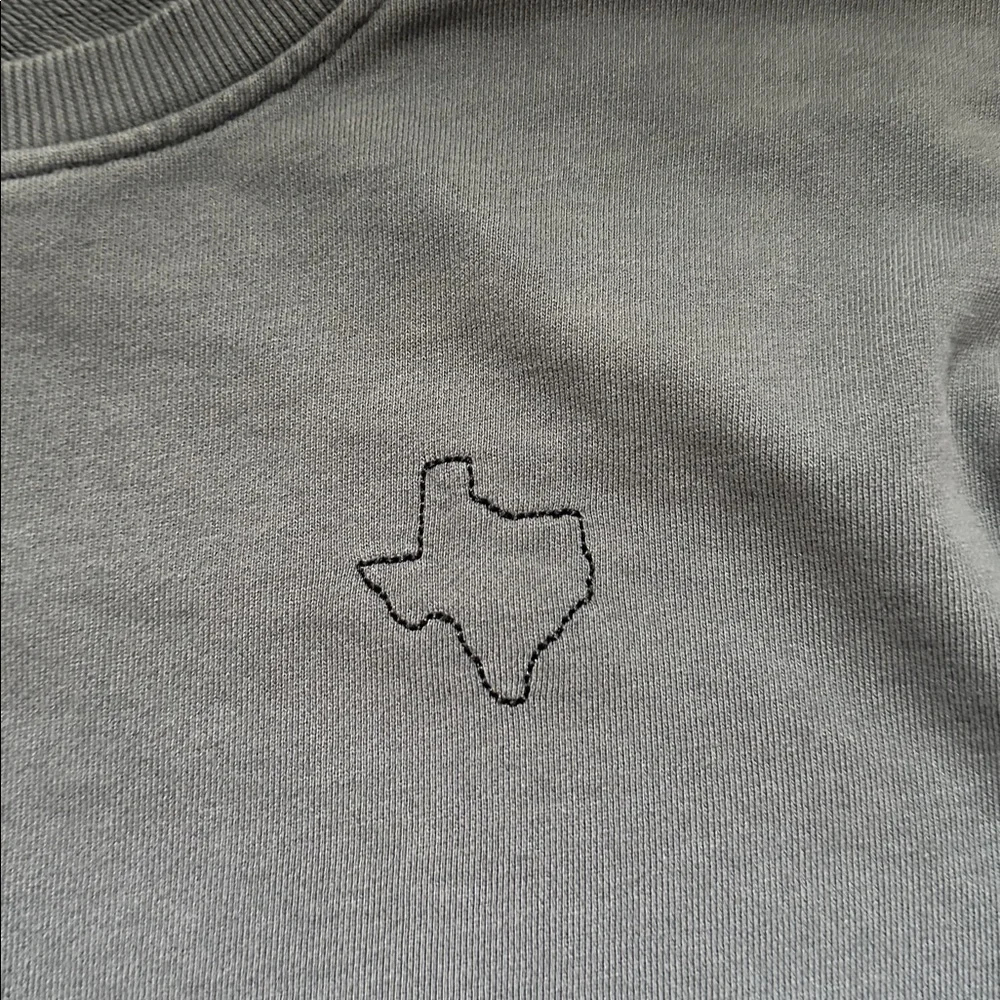 Mugsy Men's 100% Cotton Blue Gray‎ Texas Embroidered Crewneck Sweatshirt